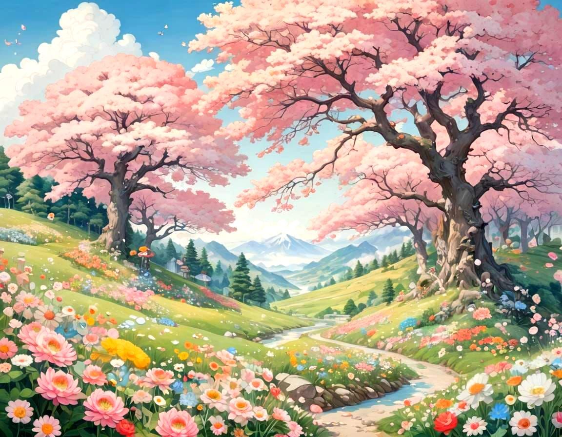 Takashi Murakami, Hsiao Ron Cheng, expressive figuratism, naive landscape painting, Granblue Fantasy.