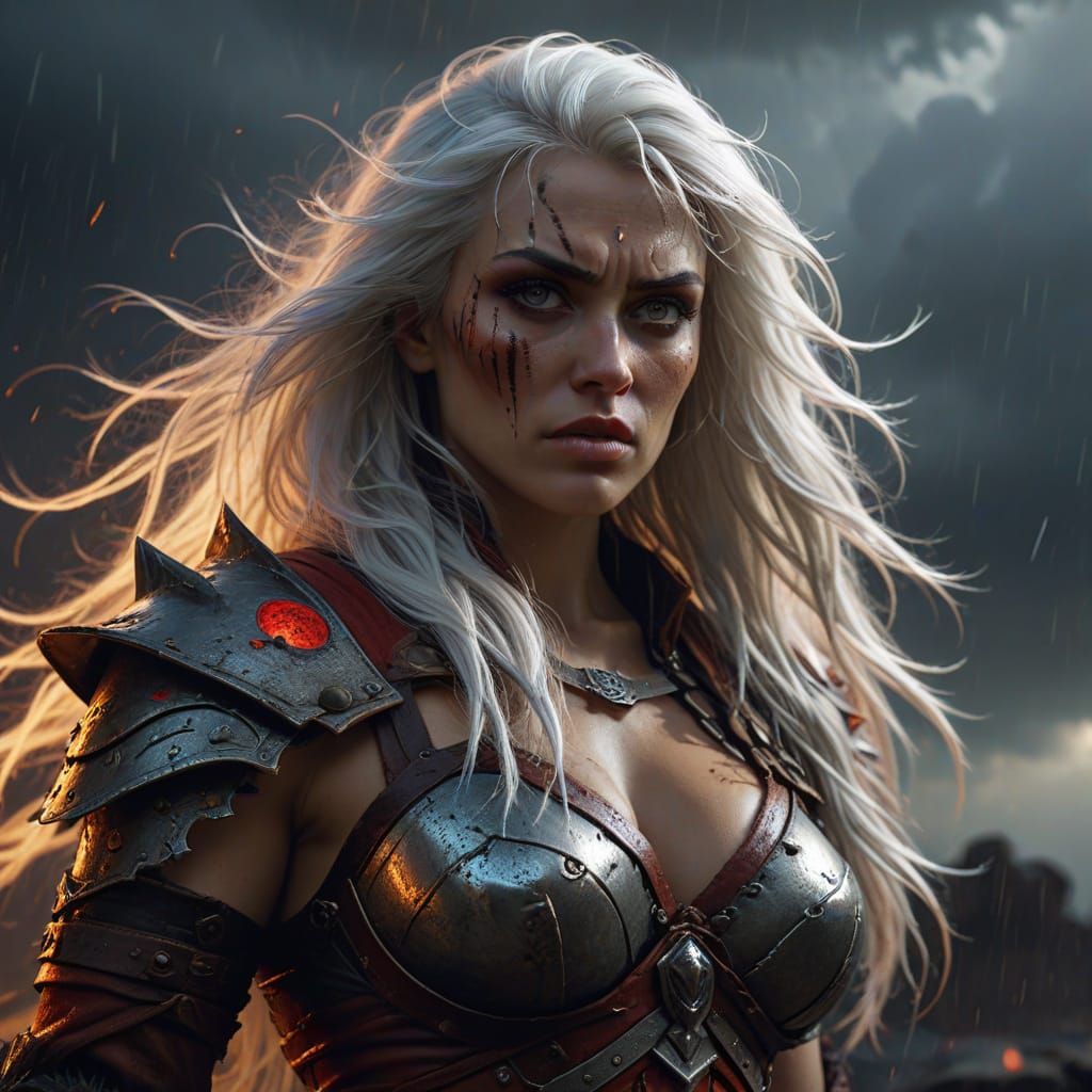 Barbarian Queen Portrait in Dark Fantasy Style