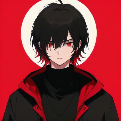 Man in Black Hood with Red Anime Theme