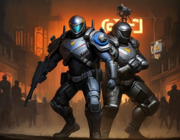 Paleopunk Superhuman in Combat Arena: Digital Comic Art