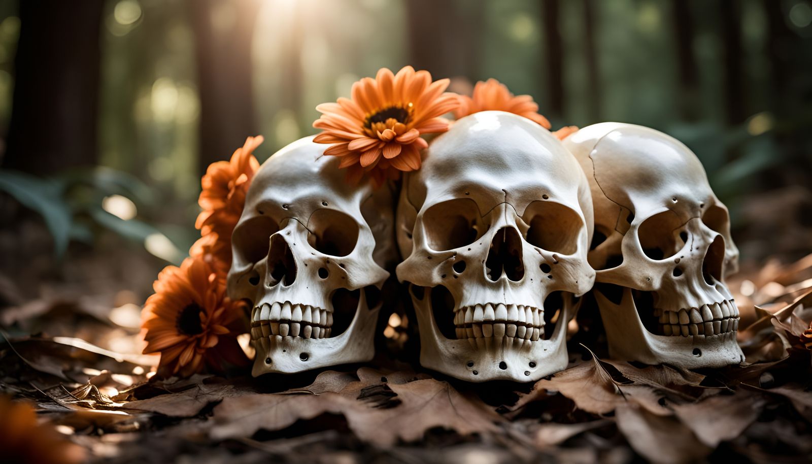 Skulls Bouquet in Nature: 50mm Lens Photography
