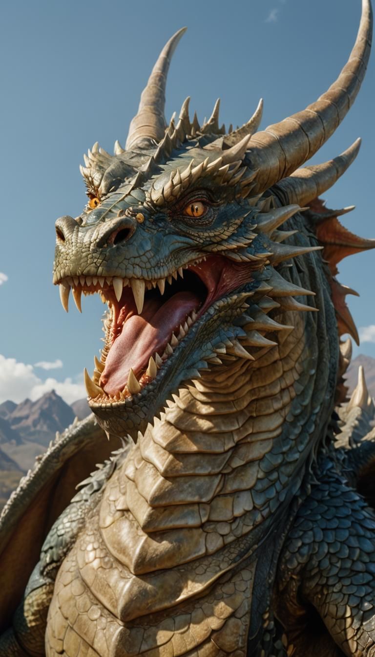 Hyperrealistic Dragon Hunting from the Sky