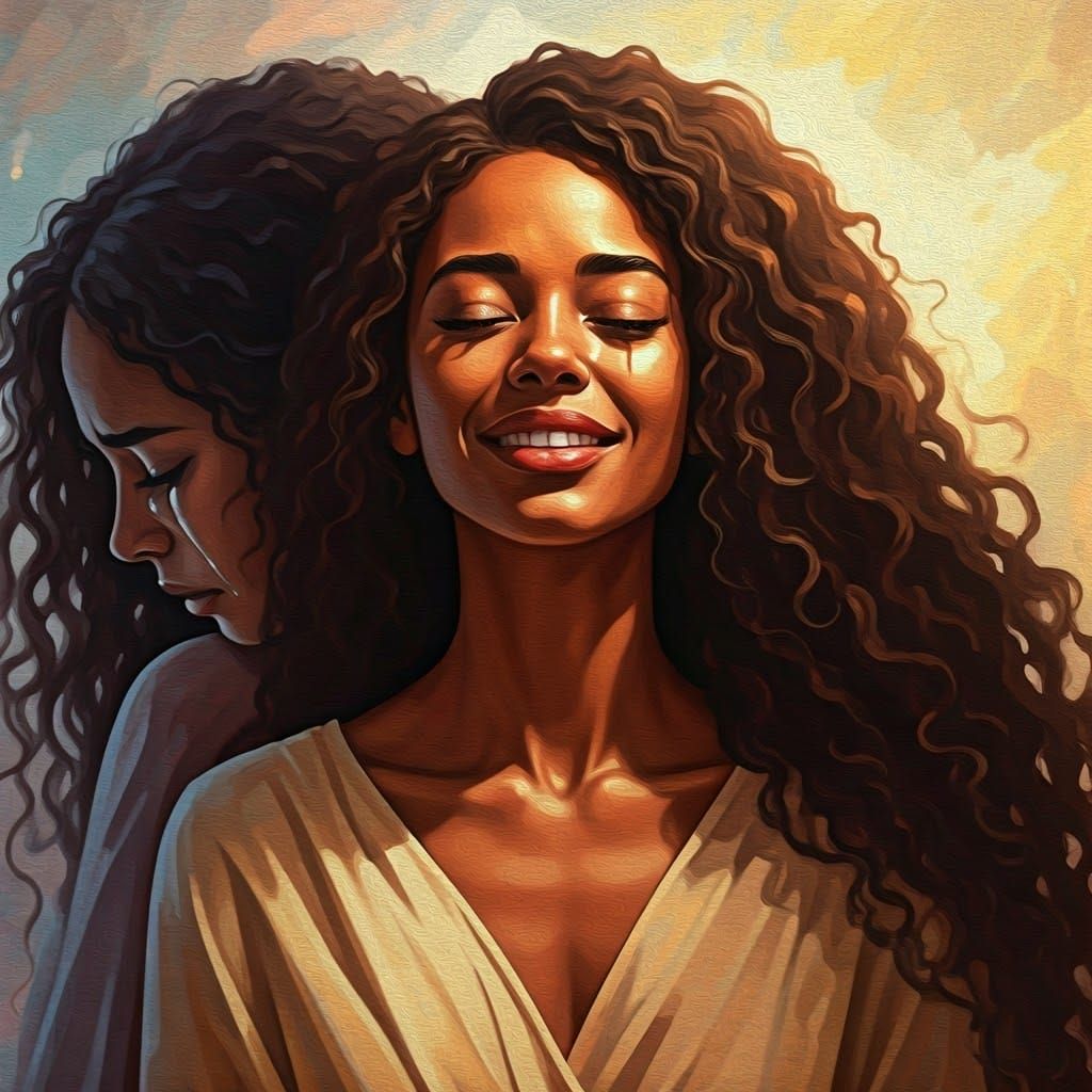 Joy and Sorrow: Impasto Painting of a Woman