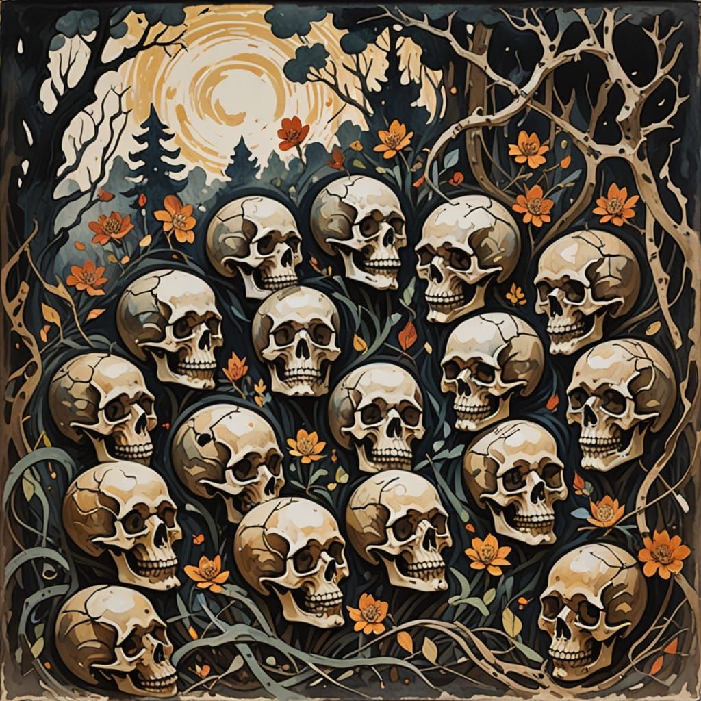 Ancestral Ossuary Museum Masterpiece in Gouache Style