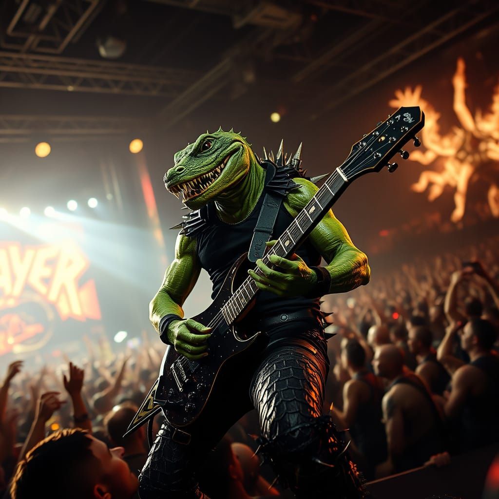 Guitar-Shredding Alligator God Rages at Slayer Concert