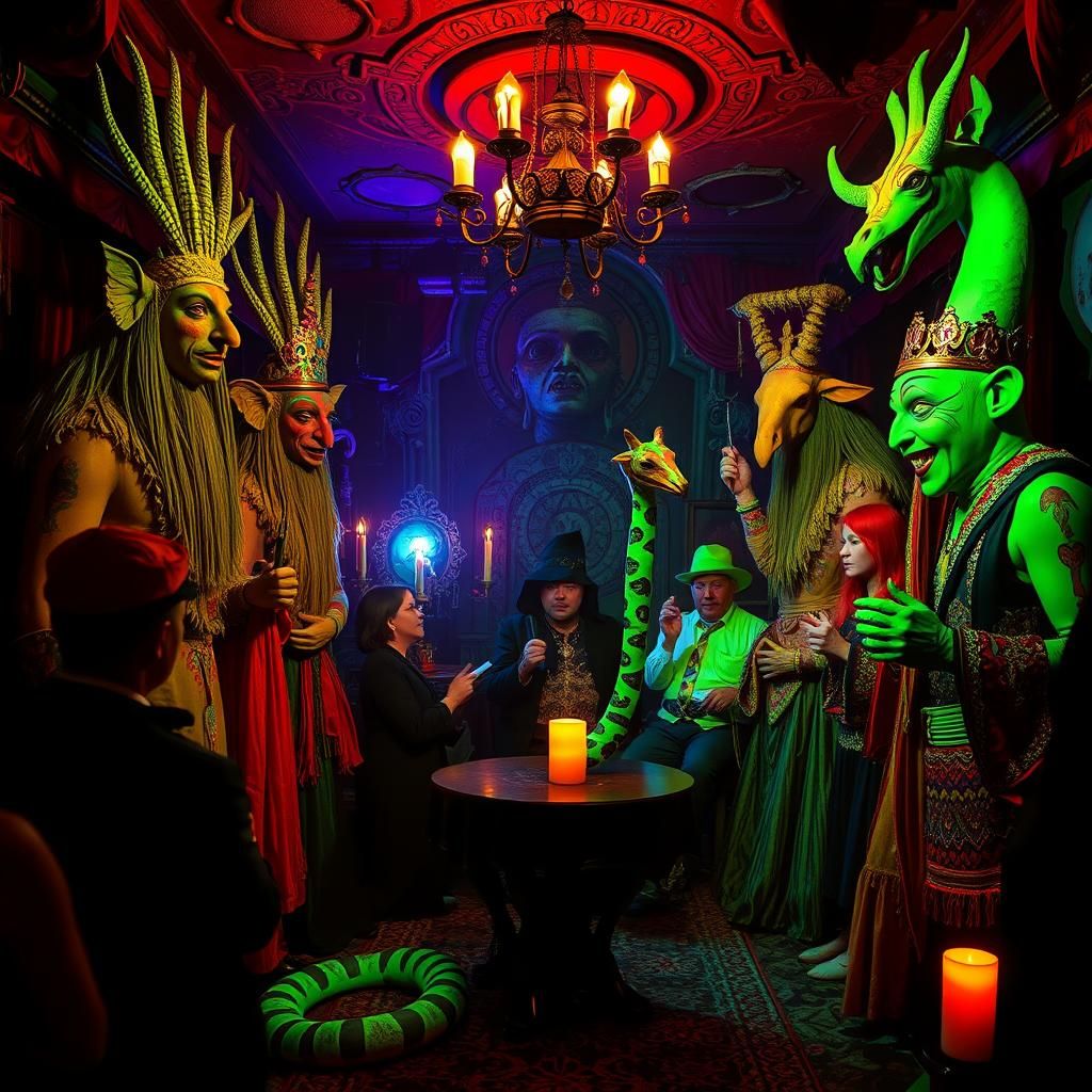 Creepy Underground Ceremony with Pagan Idols