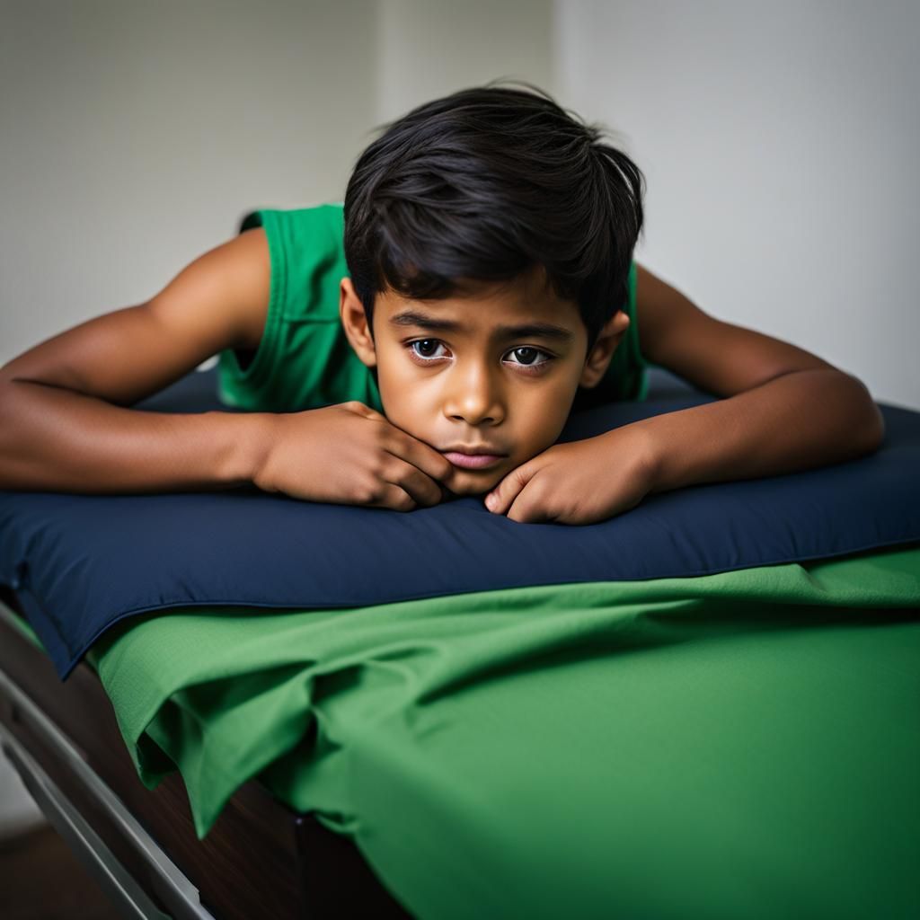 Boy Undergoing EEG Examination in Relaxing Light