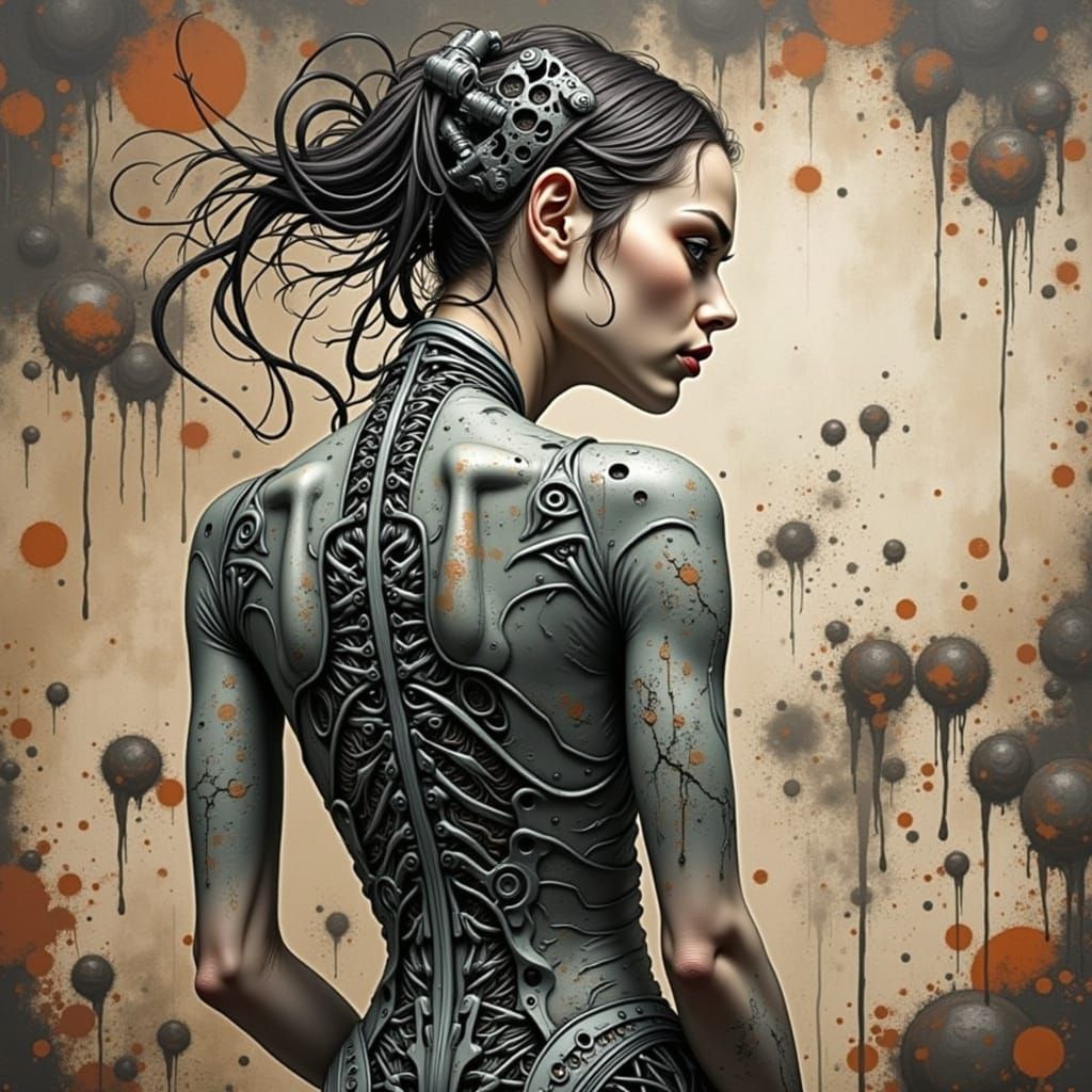 Cyborg Goddess Trapped in Alien Web of Steel and Flesh