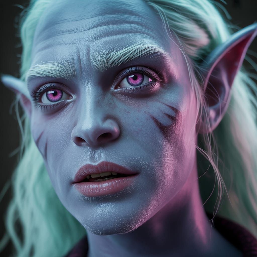 Half-Orc Woman Portrait in Cinematic Dark Fantasy Style