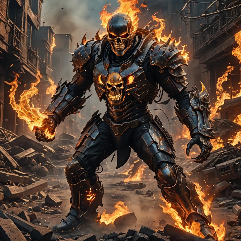 Infernal Ghost Rider in Dystopian Firestorm
