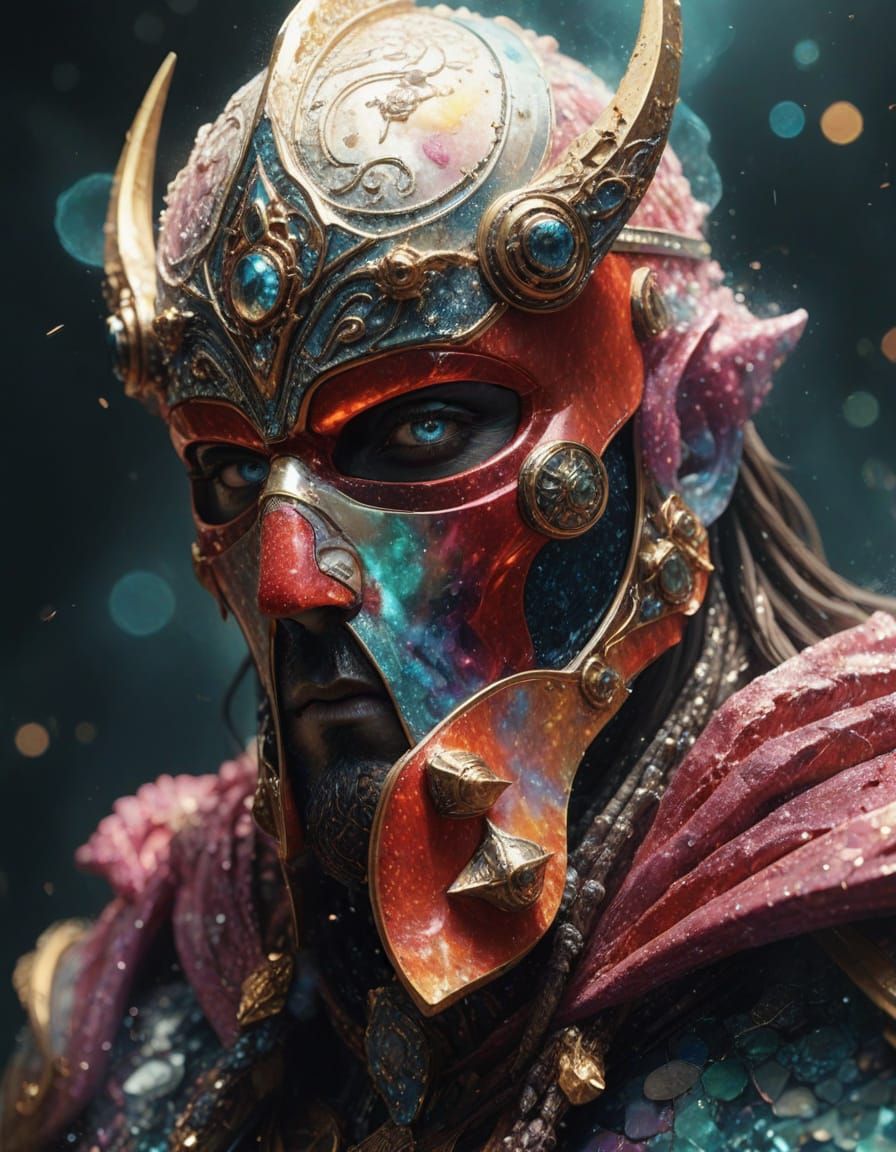 Nebula Warrior with Intricate Face Protection