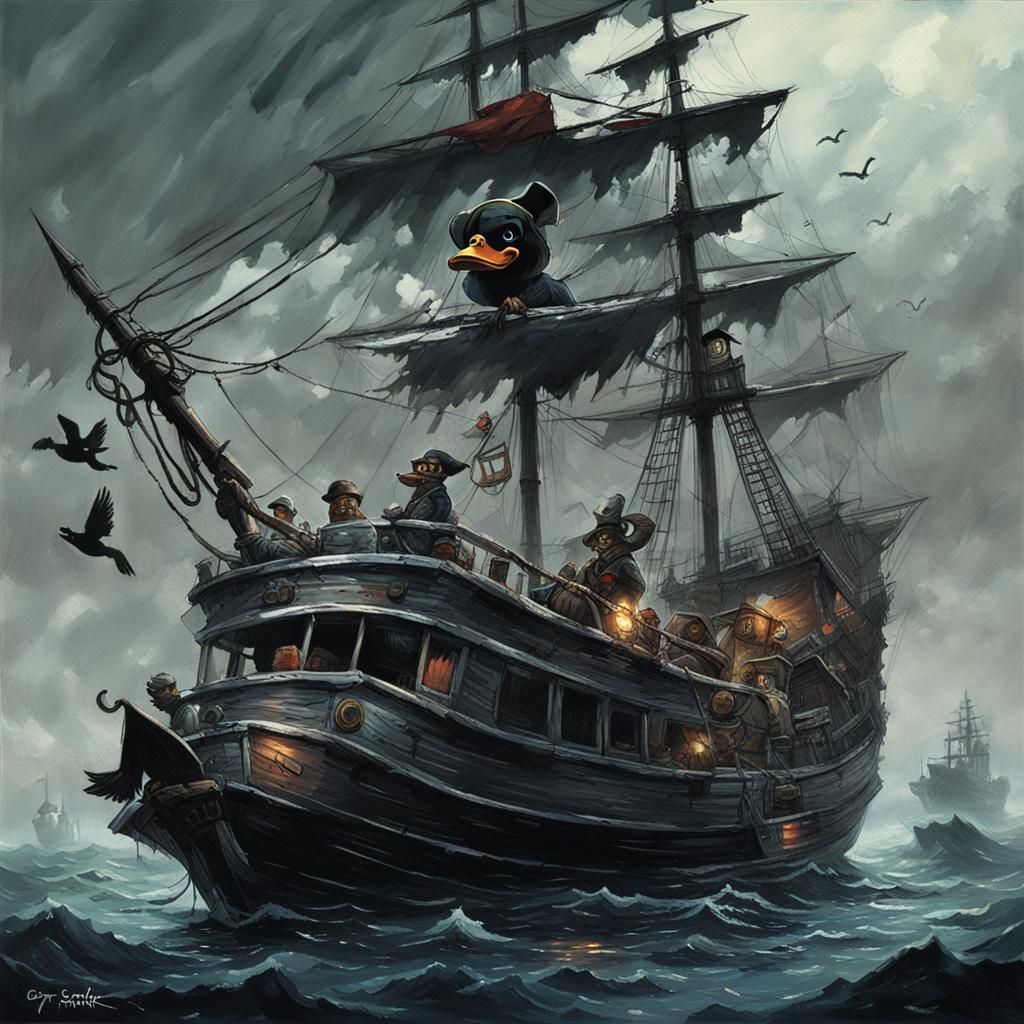 Sinister Pirate Duck on Ghost Ship