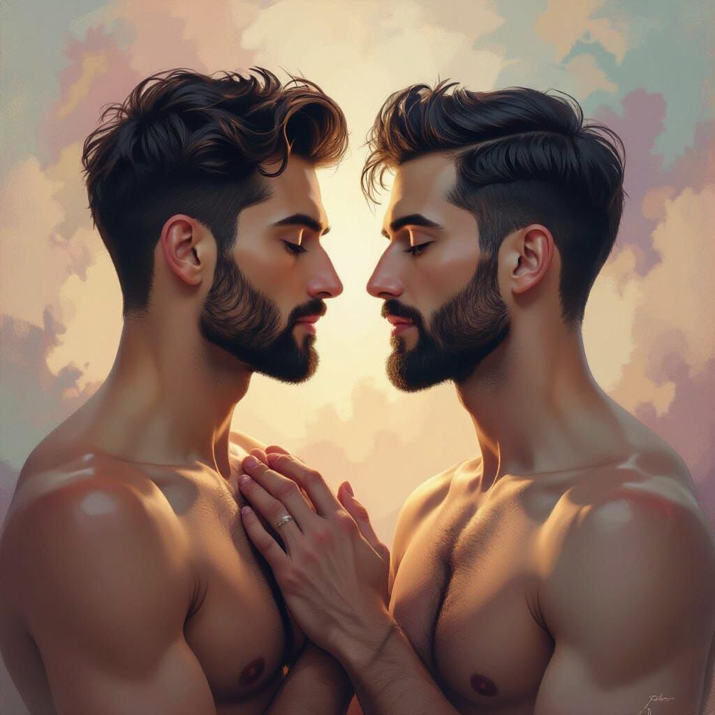 Surreal Metaphysical Painting of Two Men