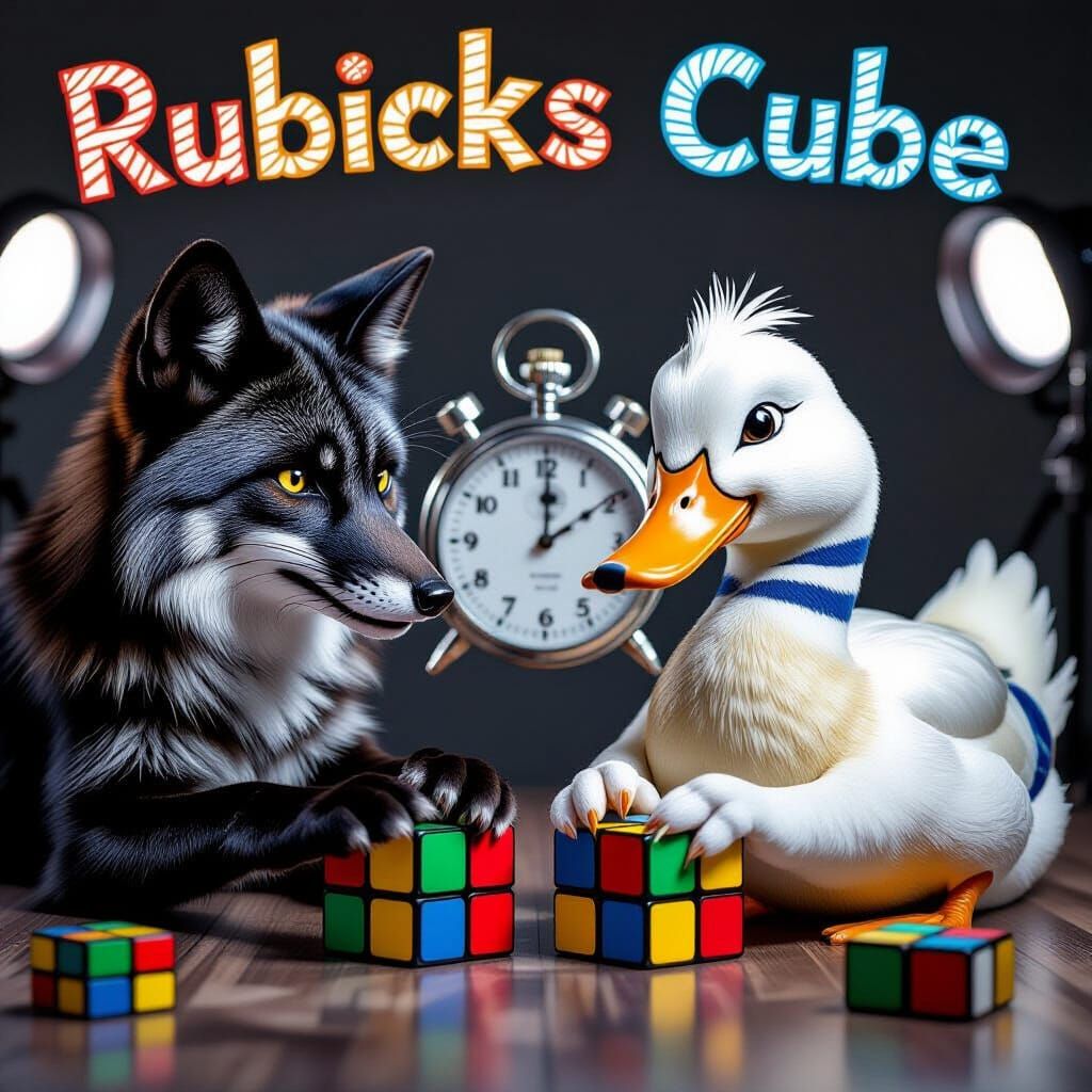 Fox and Duck Compete to Solve Rubik's Cubes