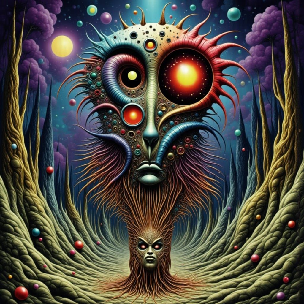 Surreal, Dreamlike Scene of a Fragmented Mind in Dark, Gothi...
