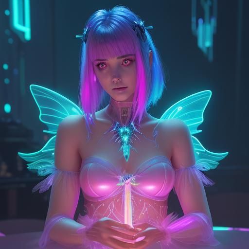 Bioluminescent Fairy-Tale Christmas in Cyberpunk Style