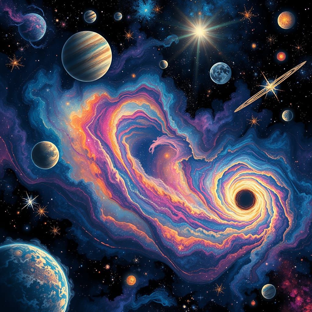 Galactic Tapestry in Vibrant Iridescent Hues