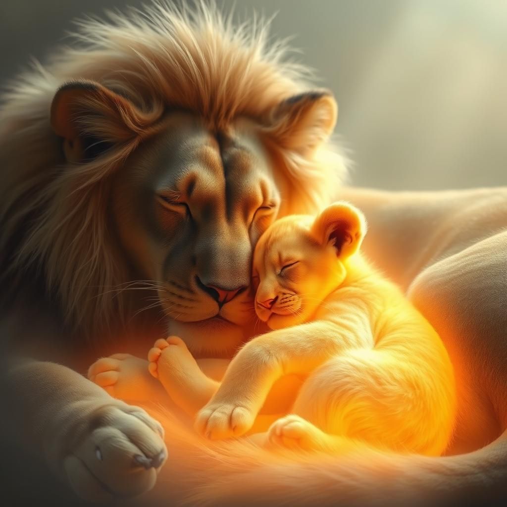 Ethereal Ghost Lion Cub with Lion