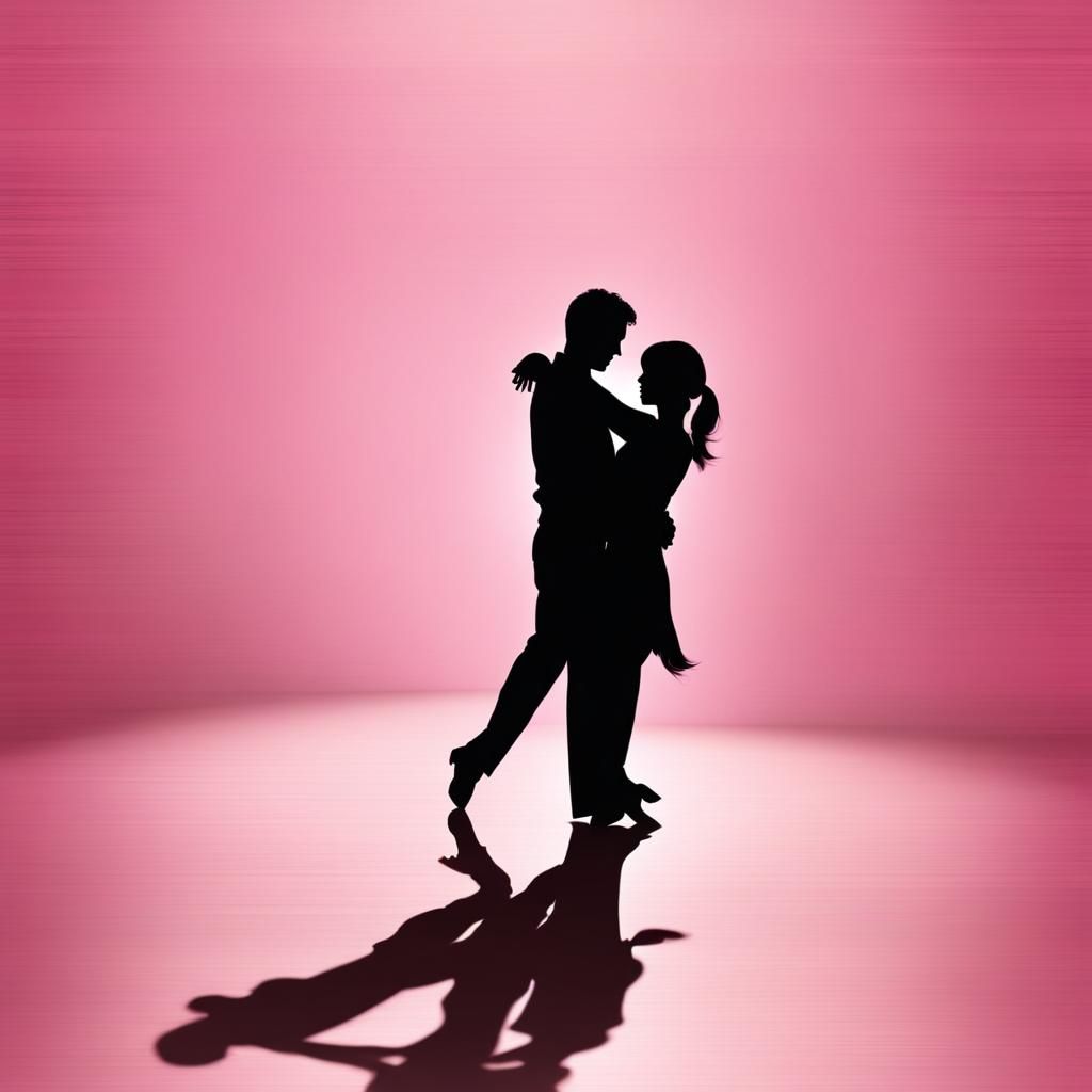 Salsa Dance Couple in Silhouette on Pink Background