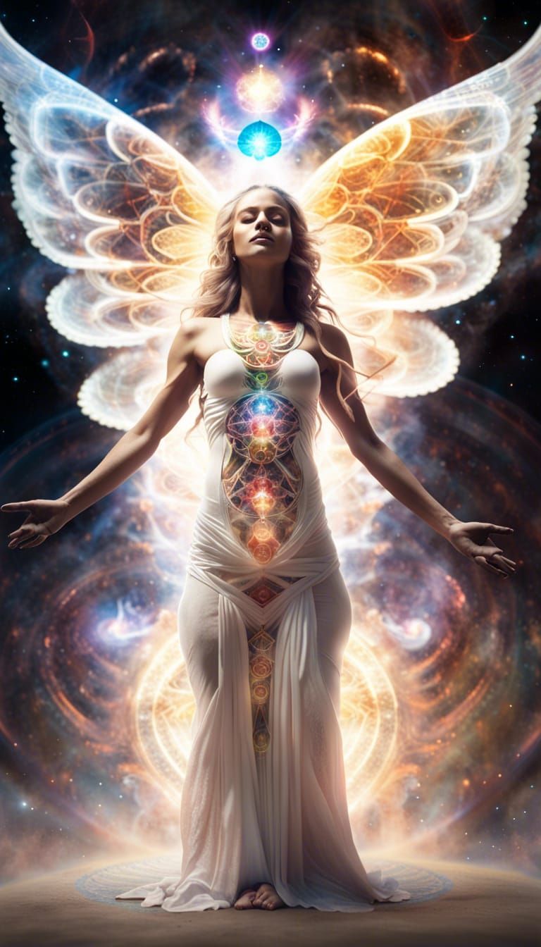 Epic Angel with Kundalini Energy in Nebula