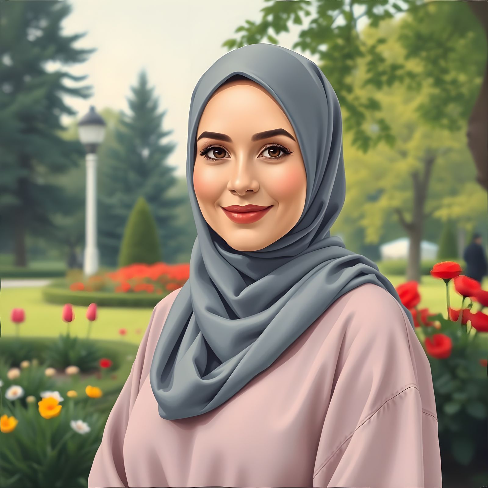 Minimalist Oil Painting of Woman in Hijab