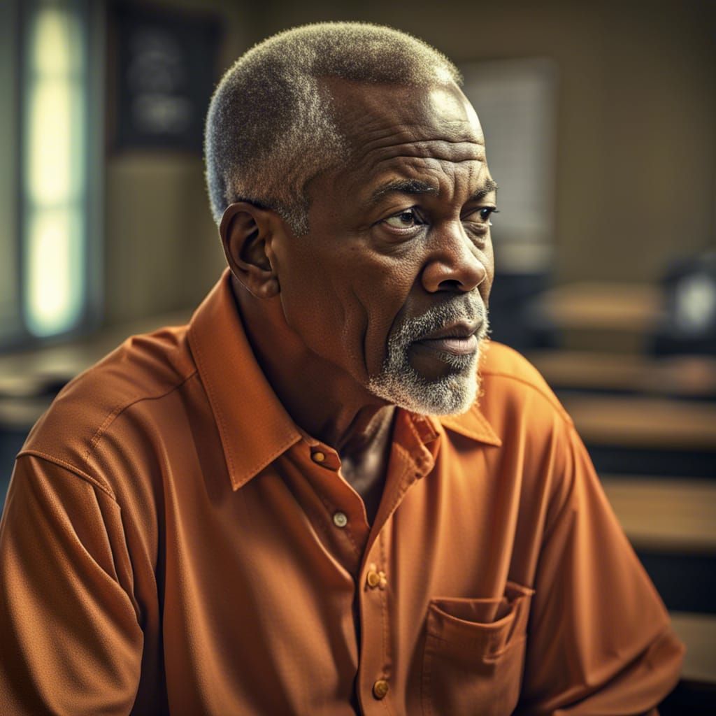 Hyperrealistic Portrait of an African-American Man in Classr...