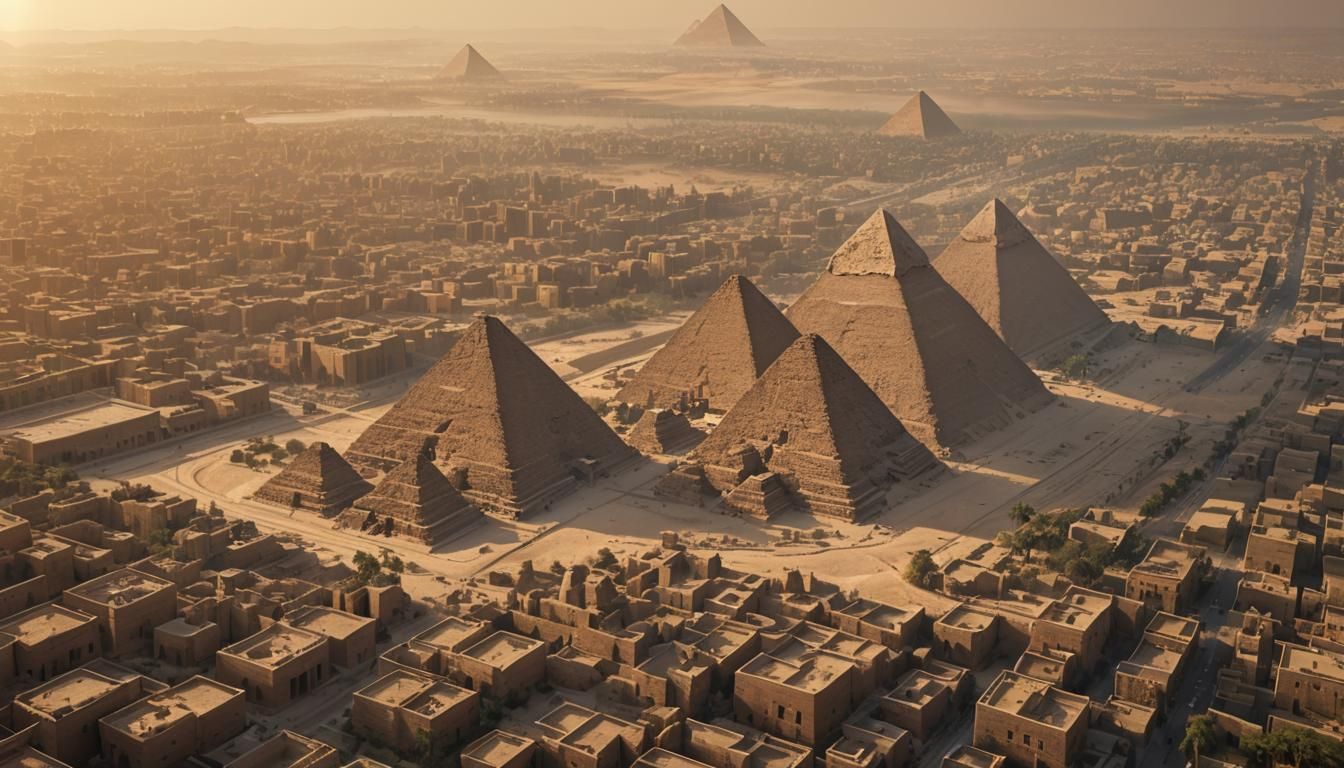 Majestic Pyramids of Giza in Golden Light