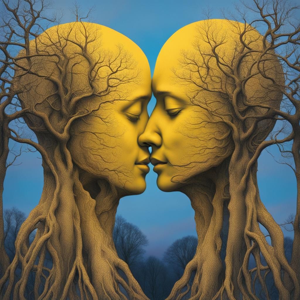 Trees Kissing: An Optical Illusion at Dawn