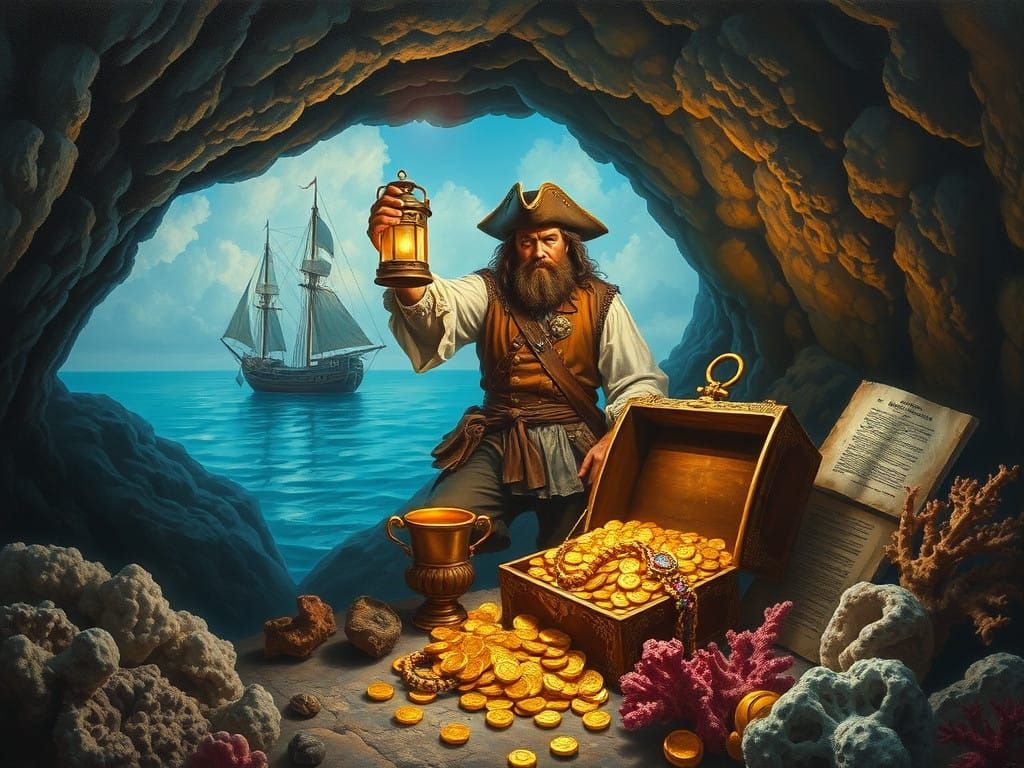 Galleon Captain Discovers Treasure in Coral Cave