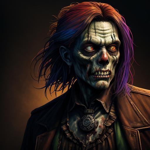 Hyperrealistic Zombie in Old West Saloon