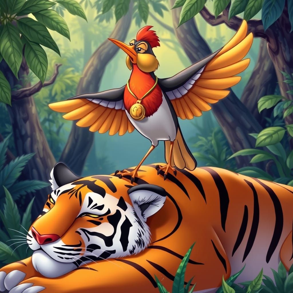 Victorious Robin on Tiger, Disney Style