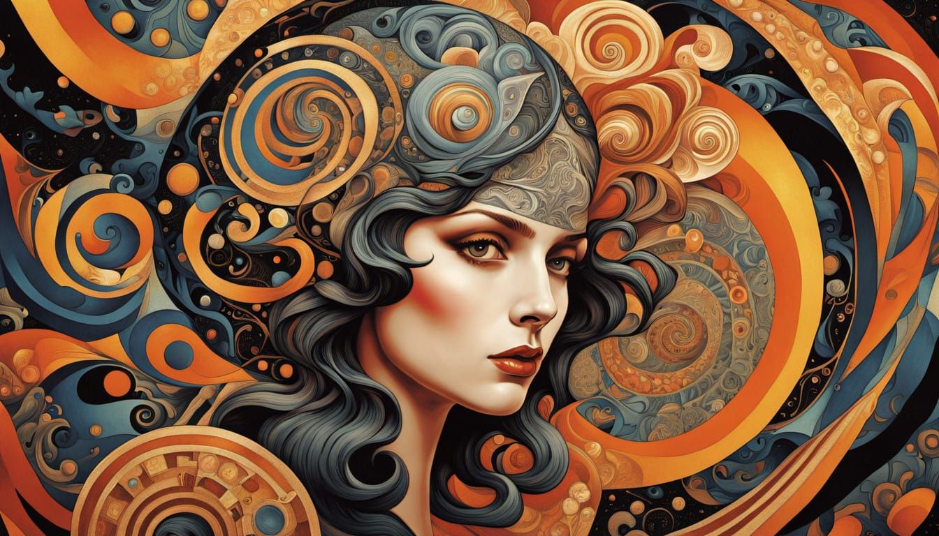 Vibrant Summer Street Scene in Art Nouveau Style