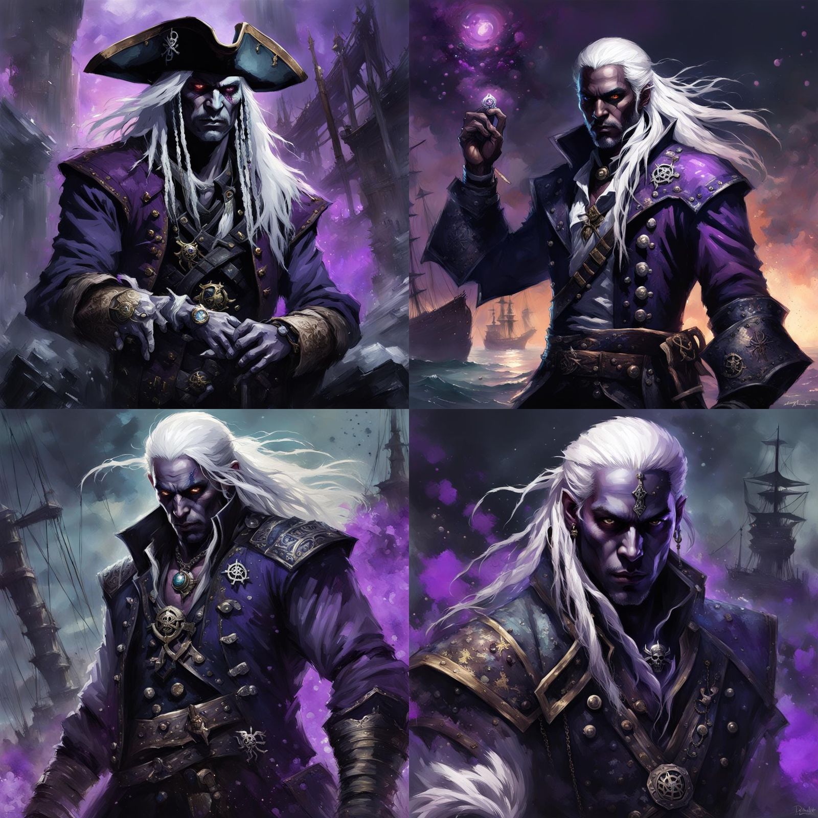 Drow Pirate Captain in Fantasy Splash Art