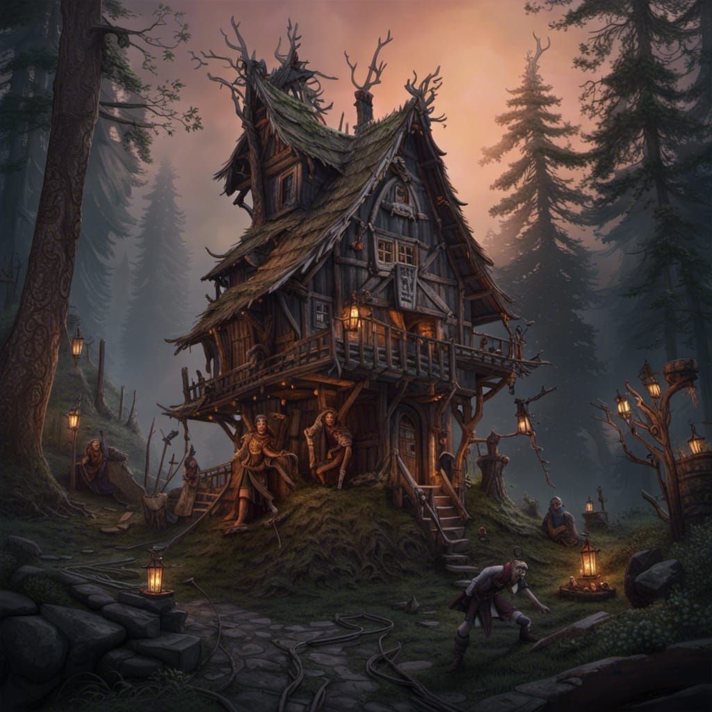 Baba Yaga Ogress in Slavic Folklore Art