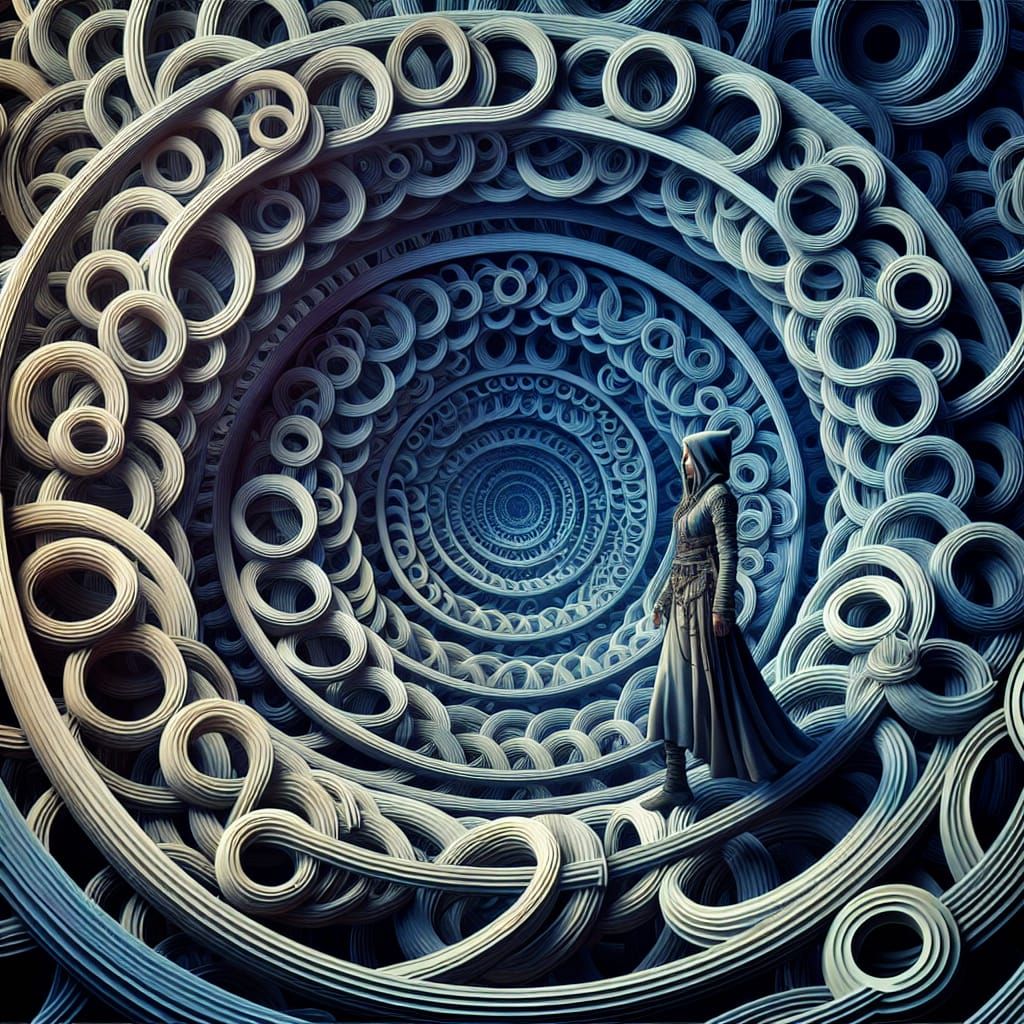 Surreal Ringscape: A Wanderer's Geometric Journey