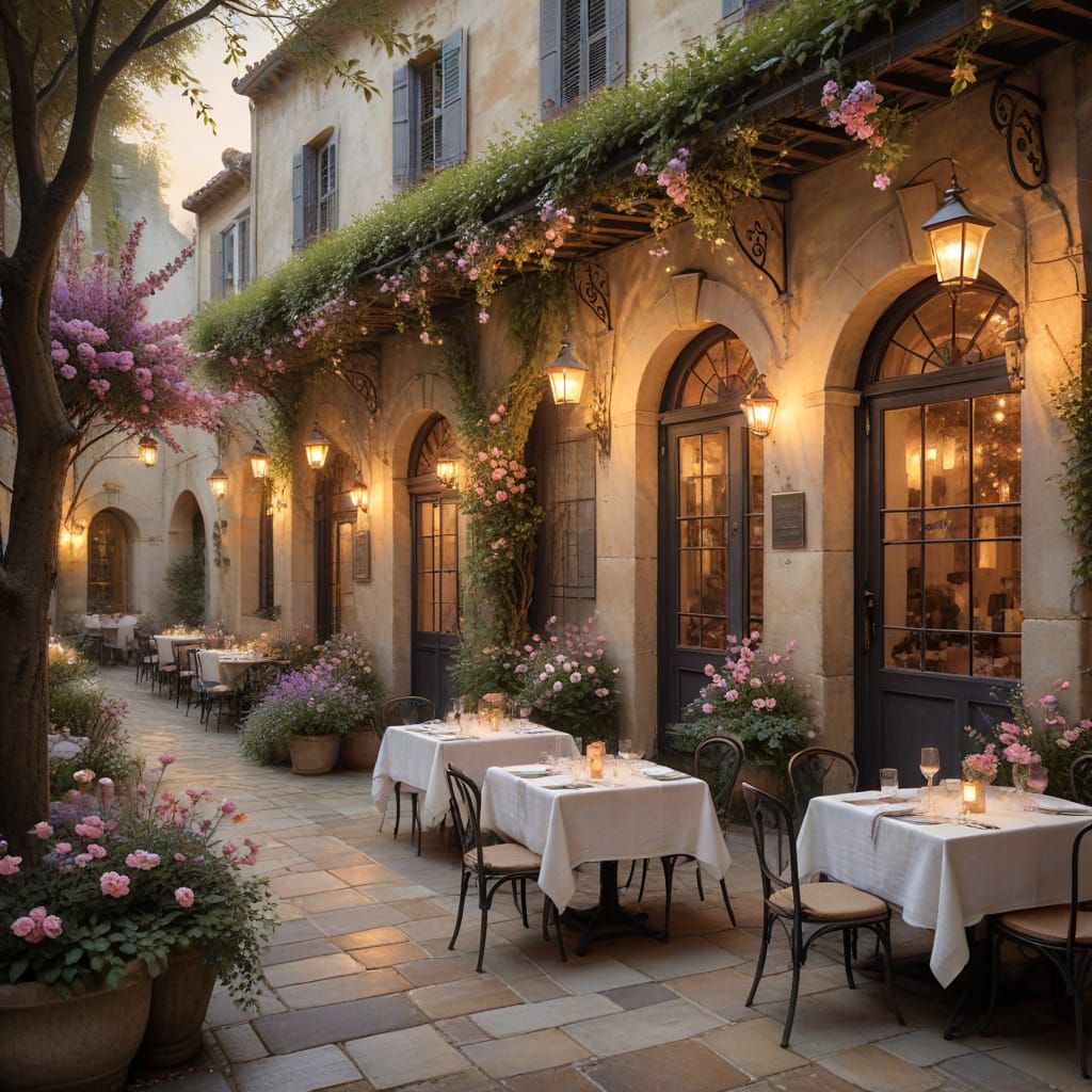 Dreamy French Cafe in Spring: Impressionist Style