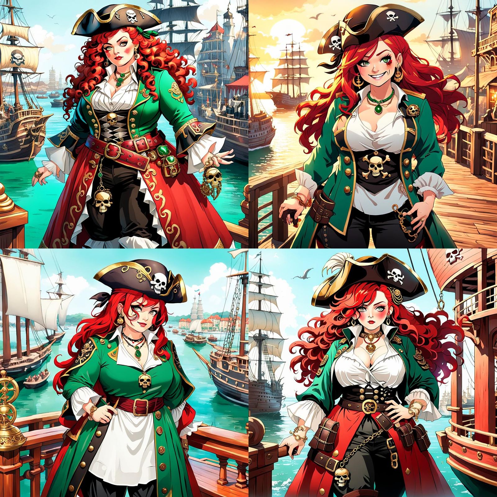 Chubby Pirate Anime Illustration in Studio Trigger Style