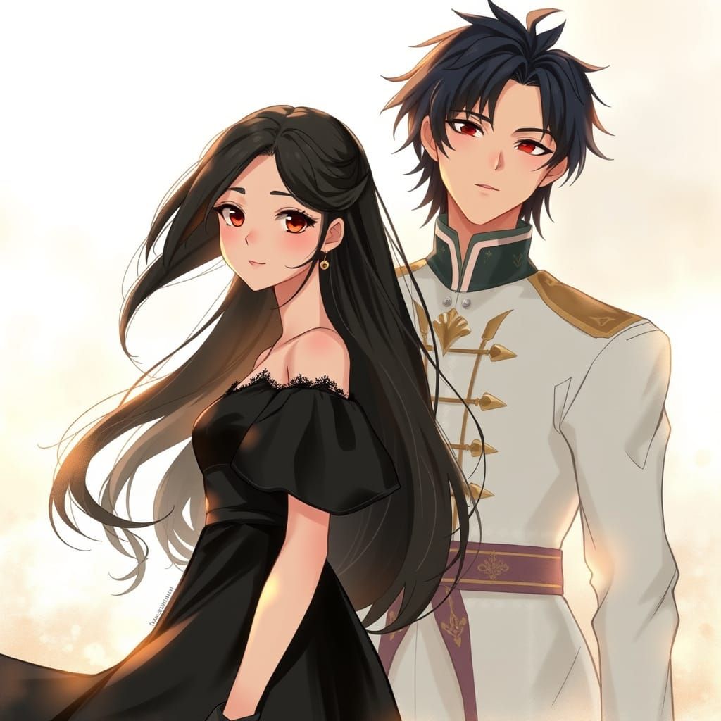 Whimsical Anime-Inspired Romance in Soft Watercolor Lighting