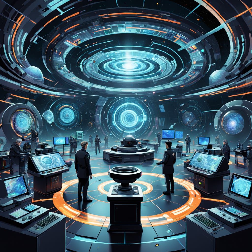 Scientists Caught in a Cosmic Vortex in a Futuristic Laborat...