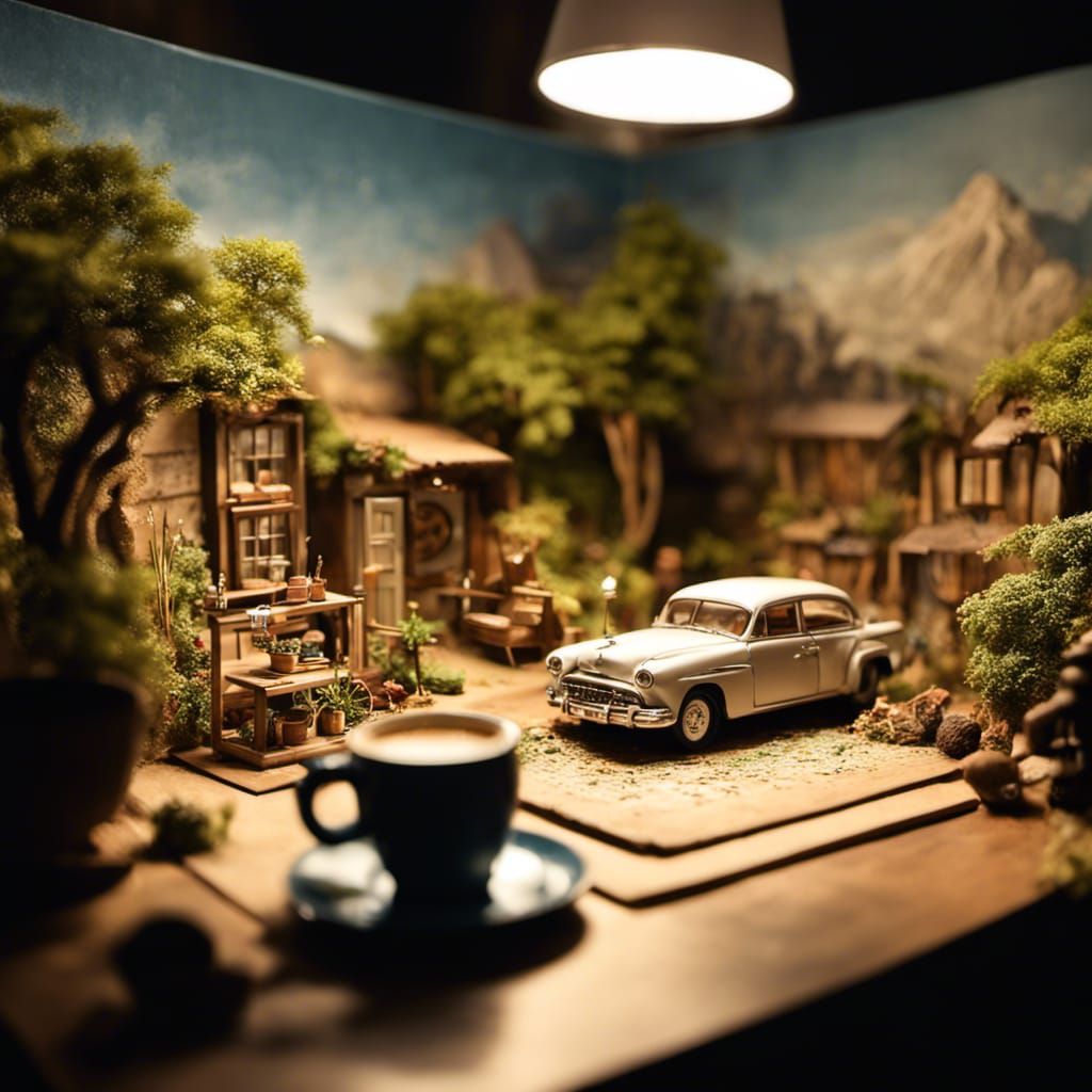 Detailed Miniature Diorama in Arts and Crafts Style