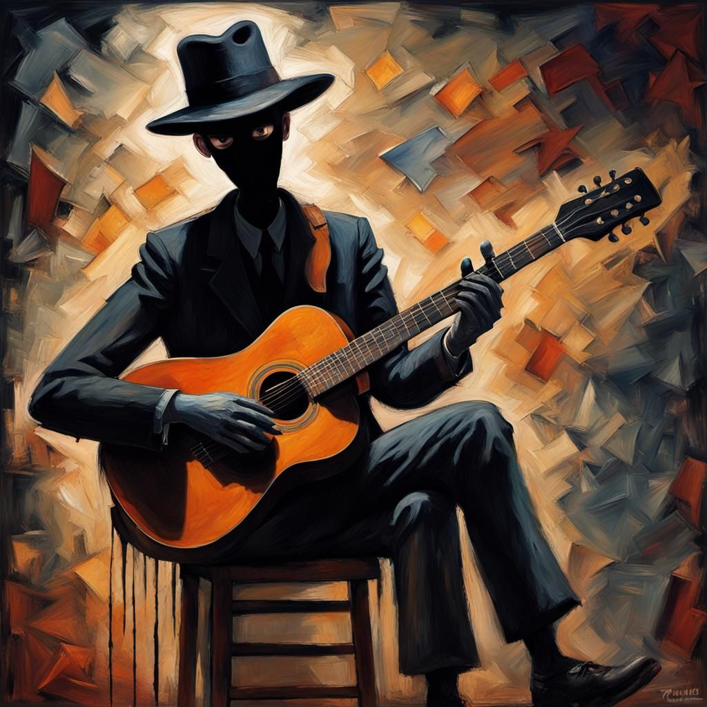 Shadow Rockstar: Grotesque Impasto-Style Digital Art