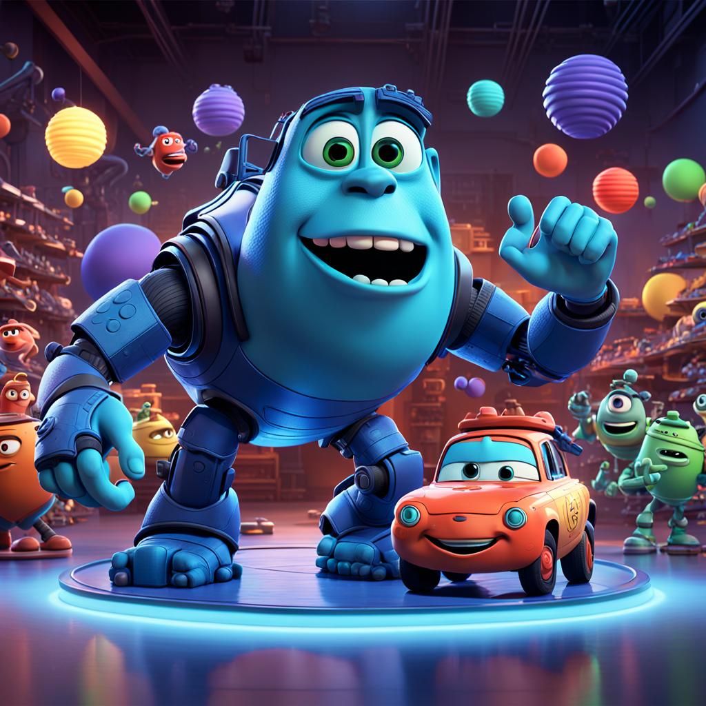 Pixar-Style 3D Render with Bright Gradient Background