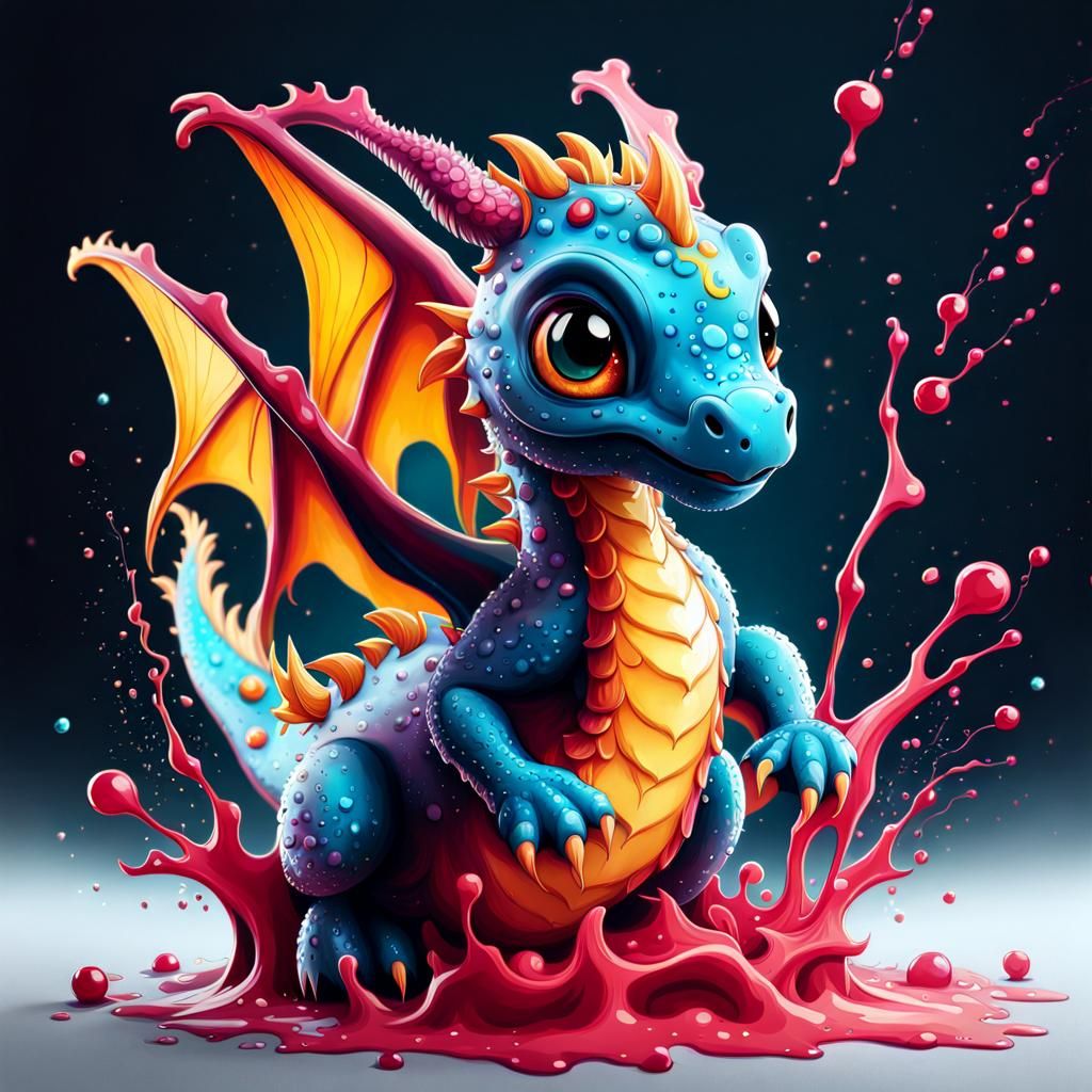 Ink Dragon in Digital Art Style