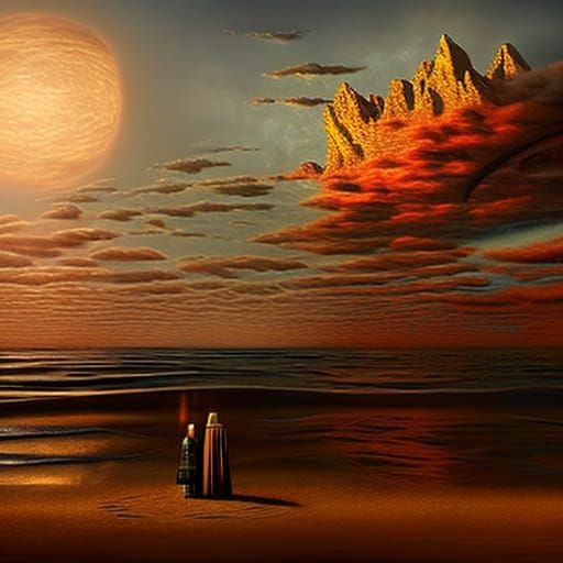 Surreal Waiting Scene in Magical Realism Style