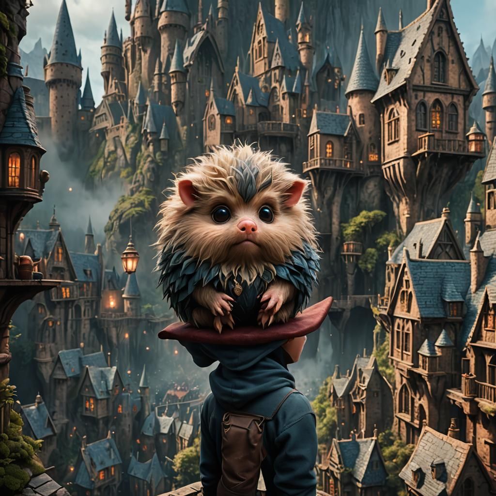 Pigmy Puff on Shoulder: Detailed Fantasy Art