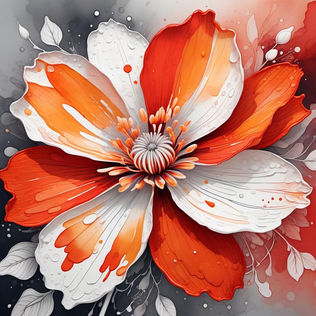 Close-up of a flower, botanical ink drawing