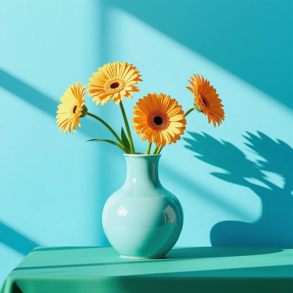 Gerbera Still Life in Natural Sunlight