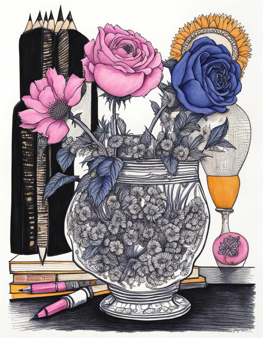 Roses in Vase, Still Life (Detdr Serie)