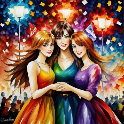 Friendship Birthday Celebration in Vibrant Watercolor Style