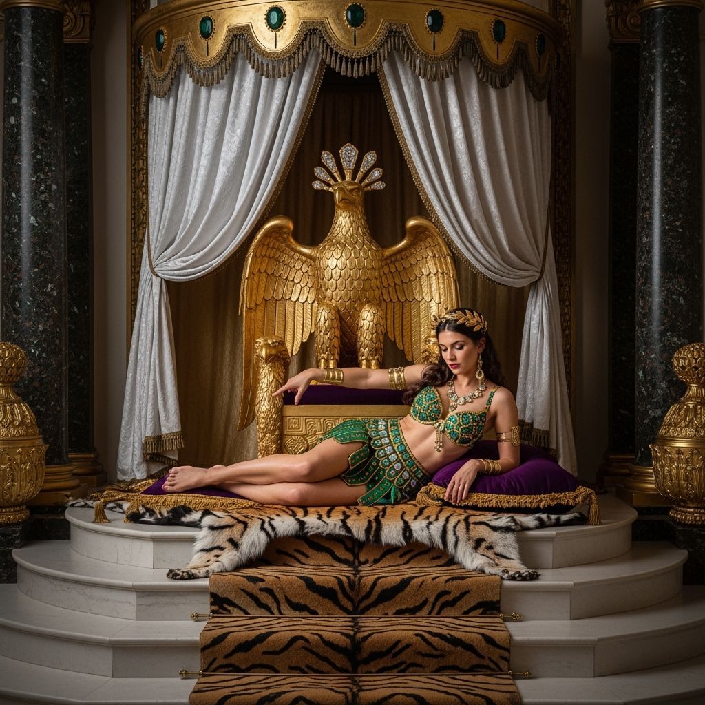 Roman Empress on Eagle Throne, Photorealistic Style